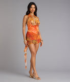 Heat Wave Abstract Print Ruffle Mini Dress