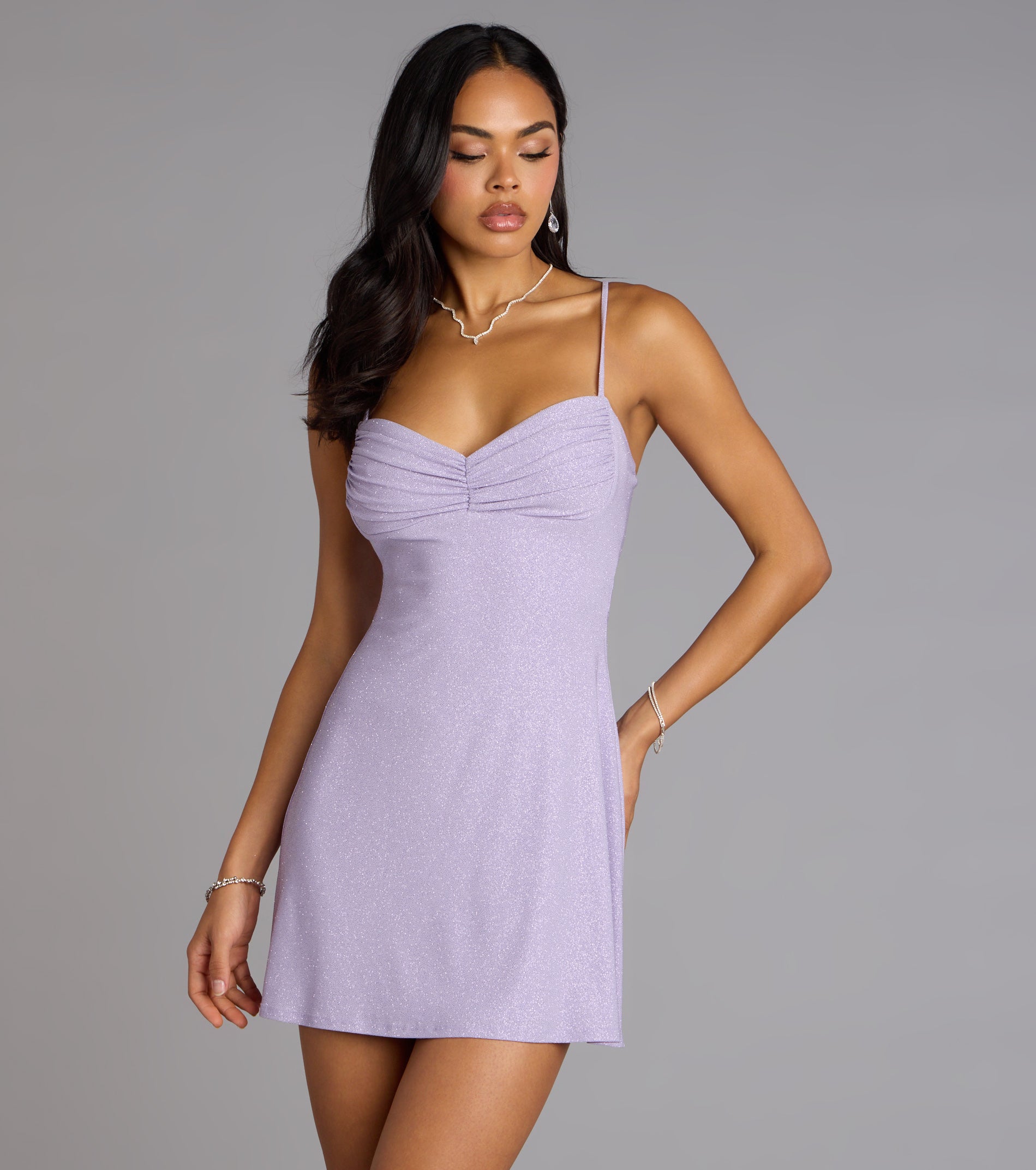 Sweet Shimmer Glitter A-Line Mini Dress | Windsor