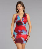 Heatwave Abstract Print Cowl Neck Mini Dress