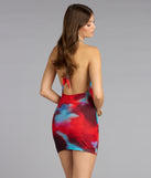 Heatwave Abstract Print Cowl Neck Mini Dress
