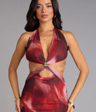 Daring Babe Abstract Print Cutout Mini Dress
