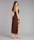 Sultry Motion Mesh Halter Midi Dress