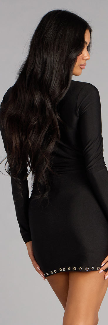 Level up your party look in the Bold Look Long Sleeve Bodycon Mini Dress, part of our black sequin dresses lineup designed for bold energy and sleek vibes.