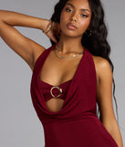 The Own The Night Cowl Halter Mini Dress is your new go-to Windsor dress—effortless, versatile, and made to update your fall style in seconds.
