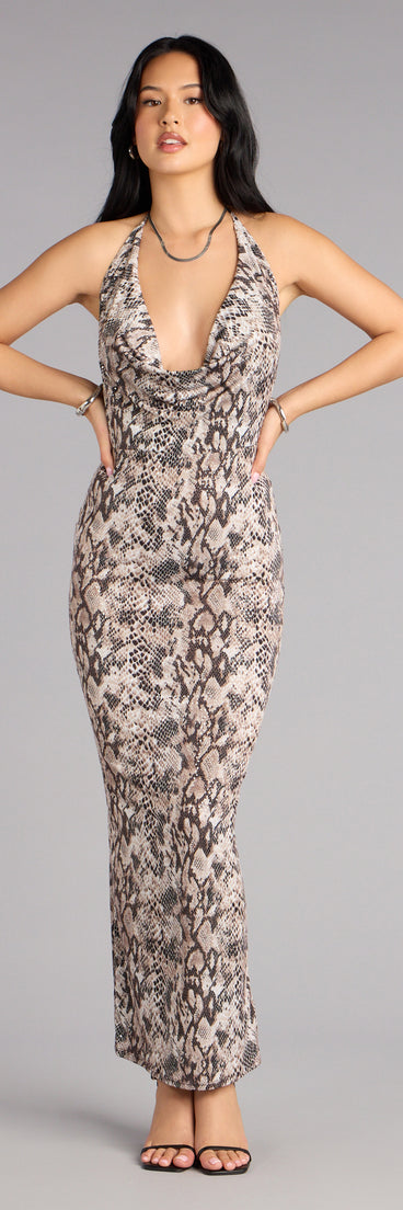 Strike Again Snake Print Maxi Dress