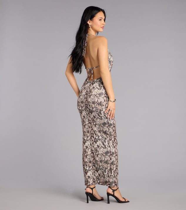Strike Again Snake Print Maxi Dress With Texture | Windsor