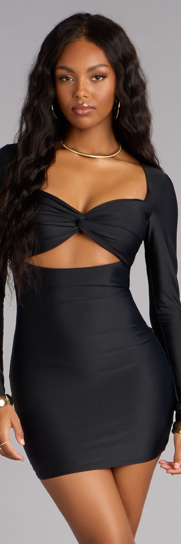 Crush Effect Long Sleeve Mini Dress