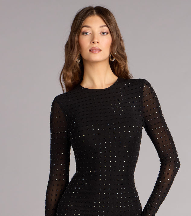 sweet luxe rhinestone and pearl mesh mini dress Sleek Impact Rhinestone Sheer Mesh Mini Dress