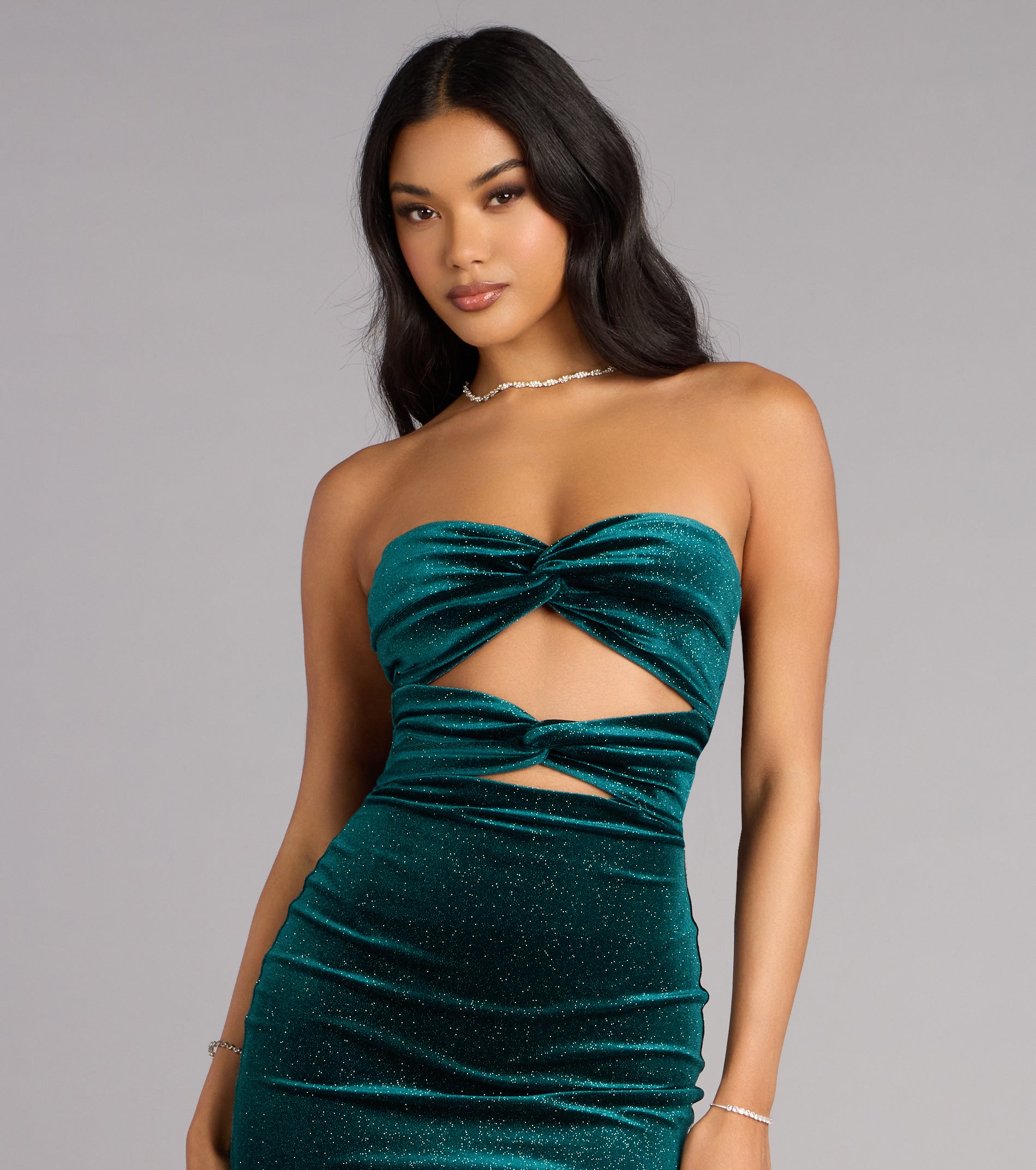 Midnight Spark Glitter Velvet Cutout Mini Dress | Windsor