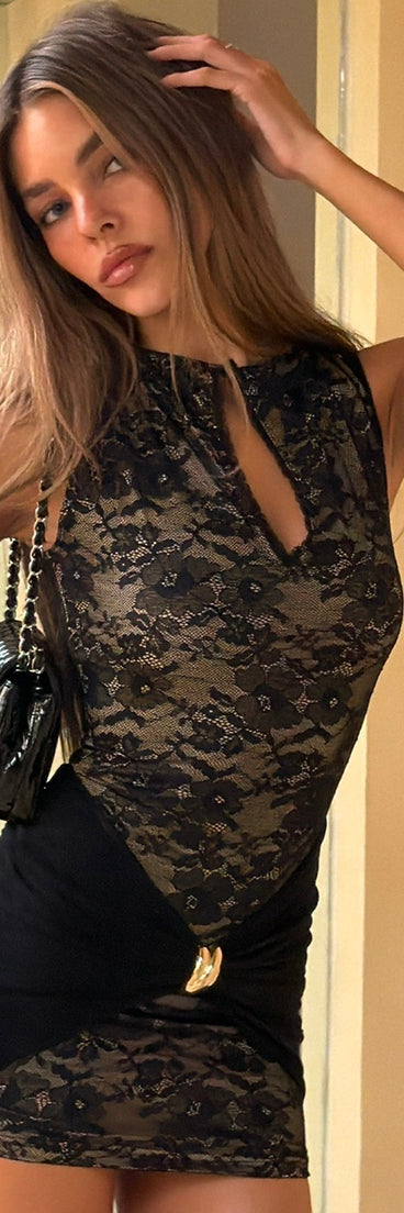 Say Less Sheer Lace Bodycon Mini Dress
