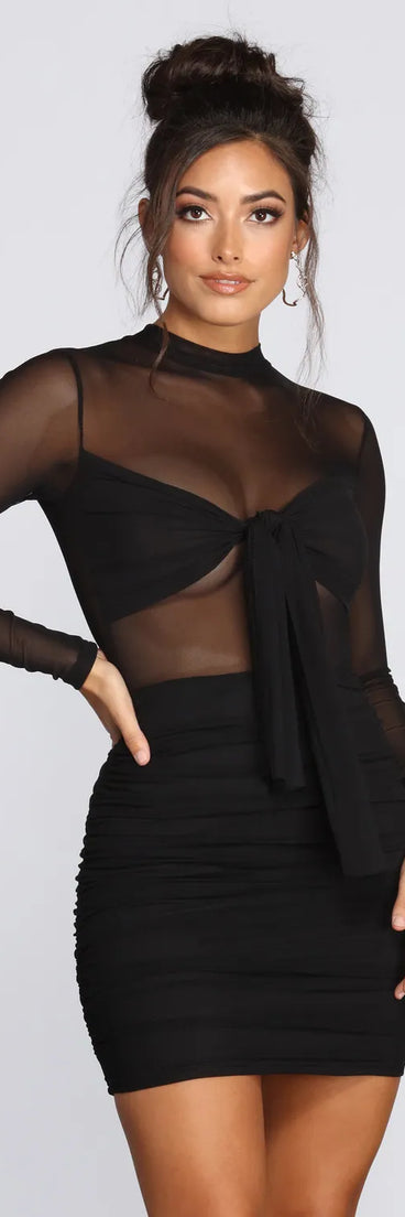 More To Mesh Ruched Dress