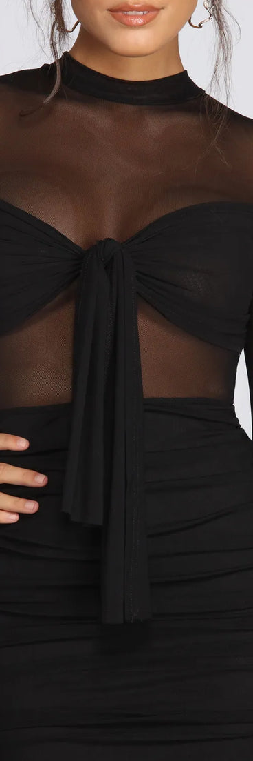 More To Mesh Ruched Dress