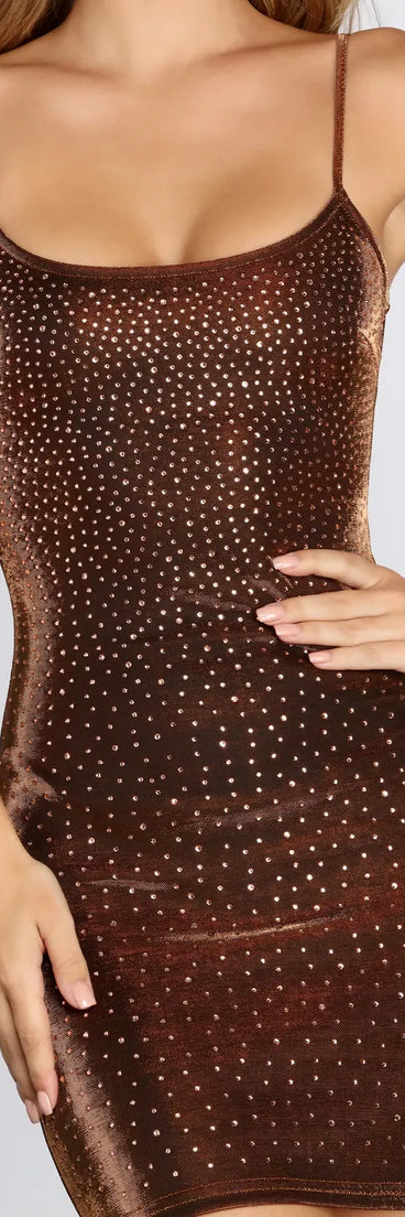 Golden Girl Heat Stone Mini Dress