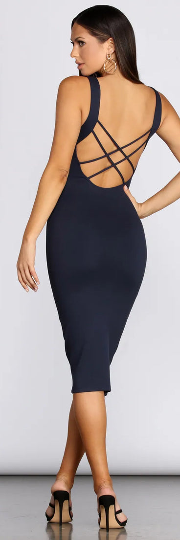 Cross Back Detail Midi Dress