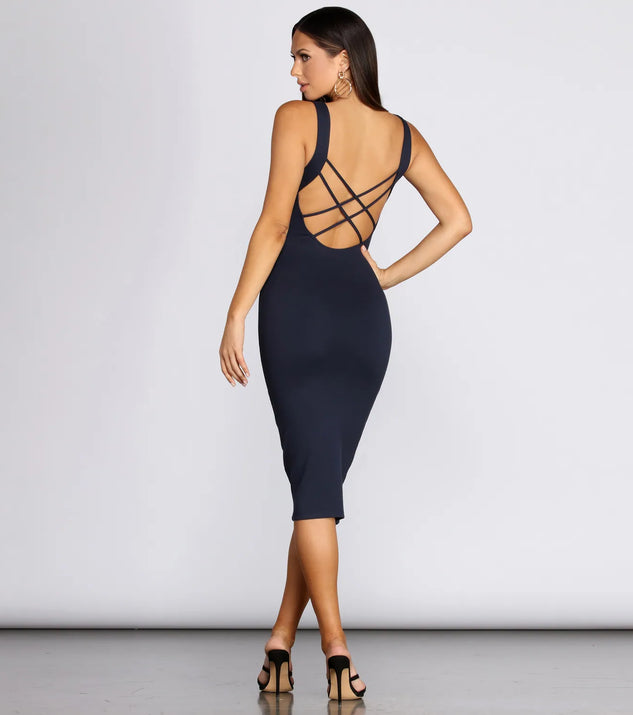 Cross Back Detail Midi Dress
