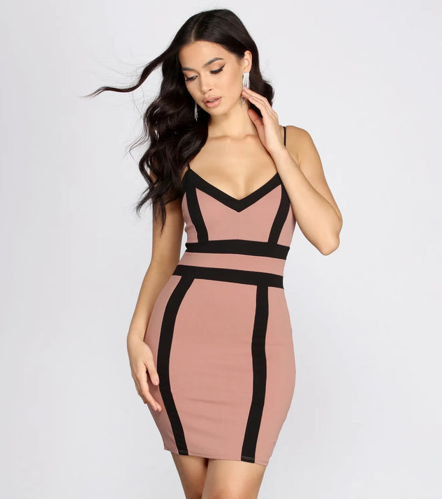 Color Block Crepe Mini Dress