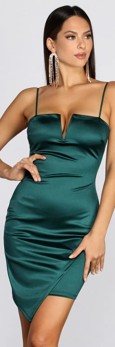 V Chic Satin Mini Dress