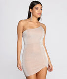 Sparkle Queen Glitter One Shoulder Mini Dress