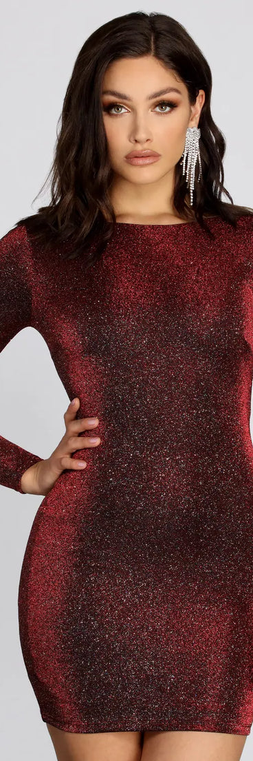 Decked In Glitter Mini Dress