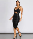 Metallic Muse Ruched Midi Dress