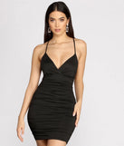 Ruching Back Strappy Back Mini Dress