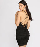 Ruching Back Strappy Back Mini Dress