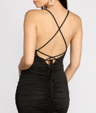 Ruching Back Strappy Back Mini Dress