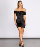 Satin Off Shoulder Mini Dress