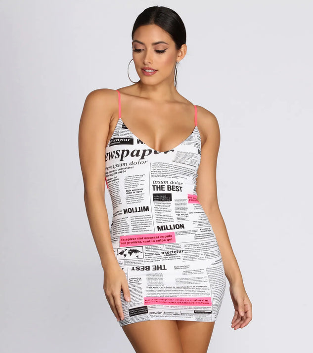All In Knit Together Newspaper Mini Dress