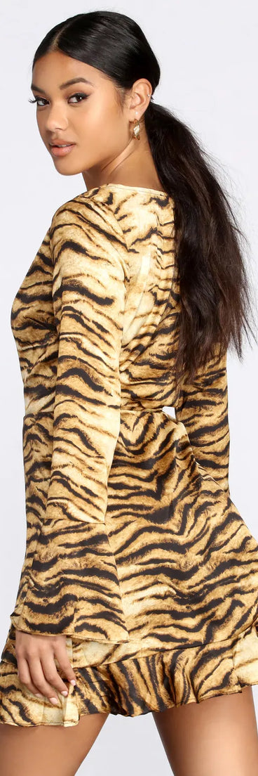 Fierce And Fiesty Wrap Mini Dress