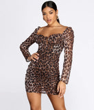 Metallic Leopard Ruched Mini Dress