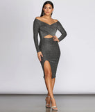 Glitter Knit Off Shoulder Midi Dress