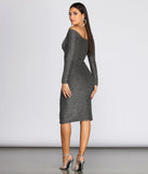 Glitter Knit Off Shoulder Midi Dress