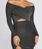 Glitter Knit Off Shoulder Midi Dress