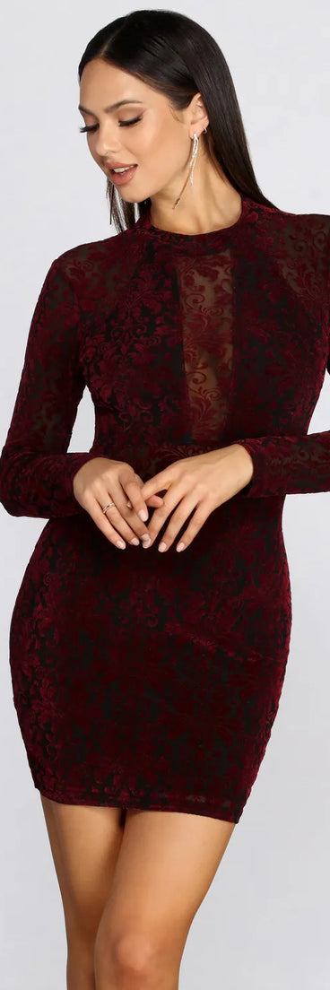 Velvet Allure Mock Neck Mini Dress