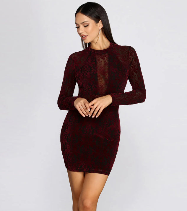 Velvet Allure Mock Neck Mini Dress