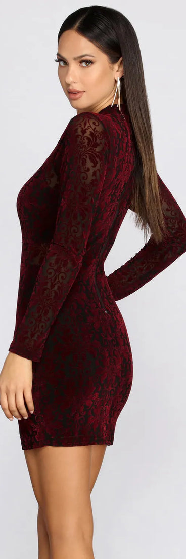 Velvet Allure Mock Neck Mini Dress