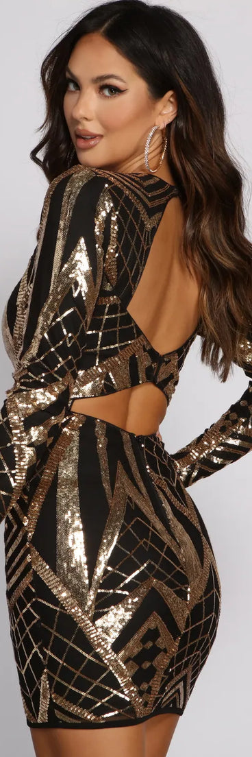 Sequin Sweetheart Long Sleeve Mini Dress | Windsor Sequin Sweetheart Long Sleeve Mini Dress | Windsor
