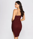 In A Ruche Mesh Midi Dress