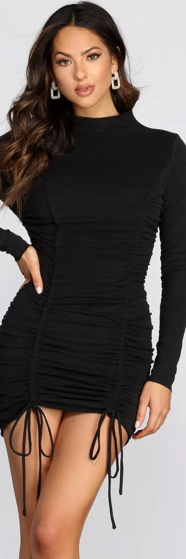 Just A Mini Mock Neck Dress