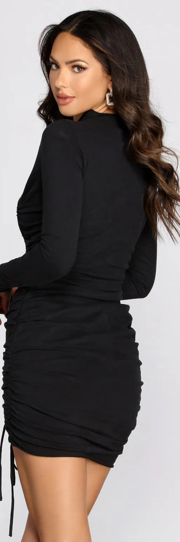 Just A Mini Mock Neck Dress