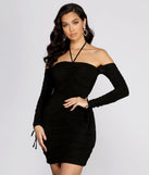 Ruching Into It Off Shoulder Mini Dress