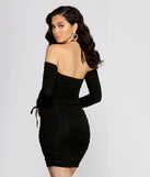 Ruching Into It Off Shoulder Mini Dress