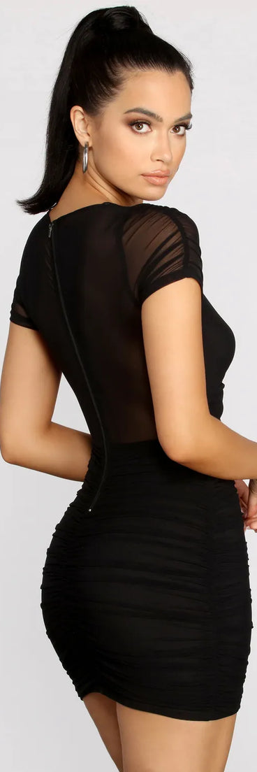 Mesh Is More Ruched Mini Dress