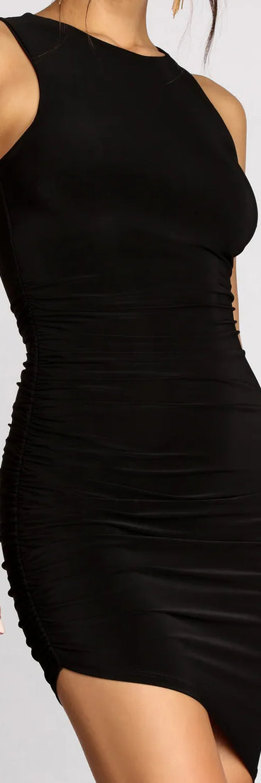 Follow My Lead Asymmetric Mini Dress