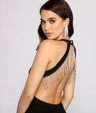 Glam Girl Rhinestone Fringe Mini Dress