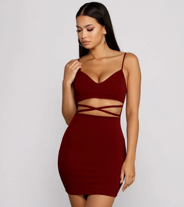 Go All Out Waist Cut Out Crepe Mini Dress