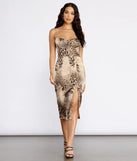 Leader In Leopard Print Satin Midi Dress