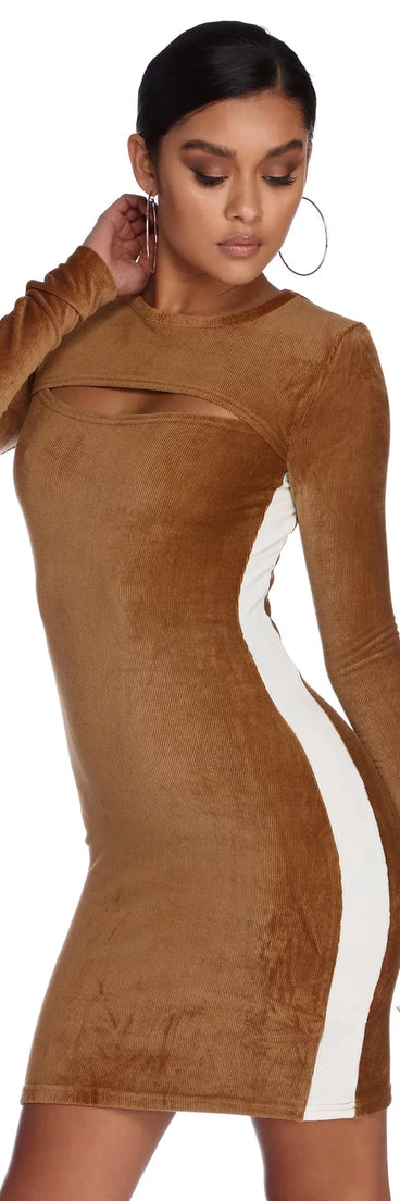 Warm Down Corduroy Mini Dress