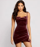 So Lovely Velvet Cowl Neck Asymmetrical Mini Dress